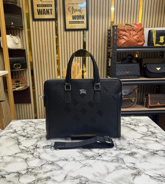 Burberr_y Checks Premium Quality Laptop Bag With Strap