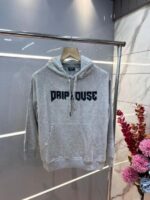 Drip house Grey Imported Cotton Fleece Fabric Front and Back Print Regular fit Hoodie 3080