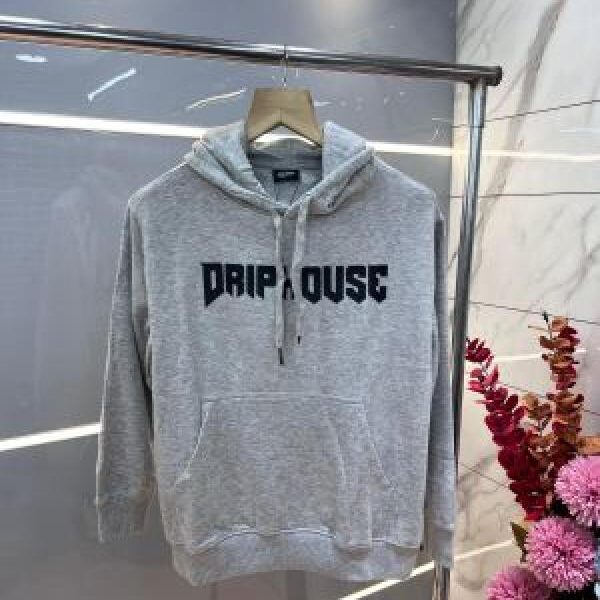 Drip house Grey Imported Cotton Fleece Fabric Front and Back Print Regular fit Hoodie 3080