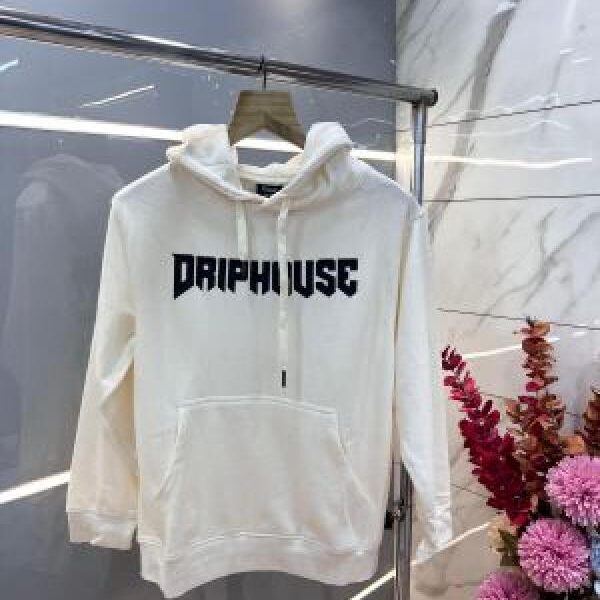 Drip house Cream Imported Cotton Fleece Fabric Front and Back Print Regular fit Hoodie 3079