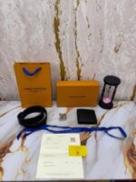 Louis_Vuitton Premium Quality Embossed Belt Wallet Combo With Box And Dust Bag Including Carry Bag (L63-Black) - Image 11