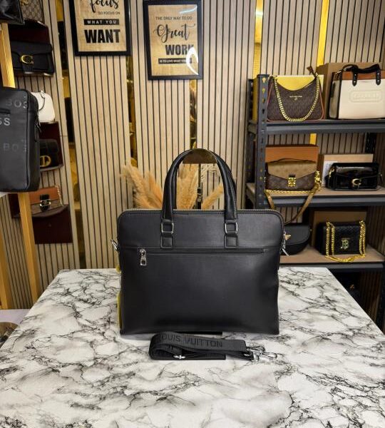 LOUIS_VUITTON BLACK EMBOSSED PREMIUM QUALITY LAPTOP BAG WITH STRAP (LH1977-5)