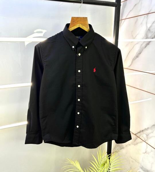 Ralph_Lauren Polo Black Oxford Lycra Premium Shirt F2928-BL