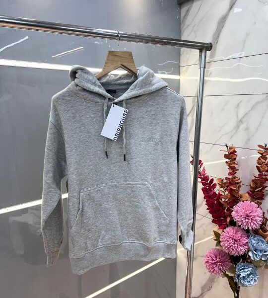 Drip house Grey Imported Cotton Fleece Fabric Embroidery Logo Regular fit Hoodie 3090