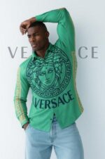 VERSACE PRINTED PREMIUM IMPORTED SHIRT WITH BRAND POLLY BAG (1744) - Image 4