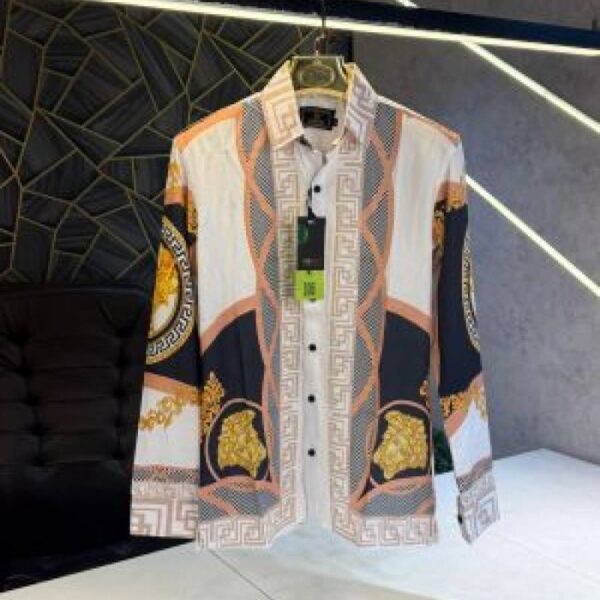 VERSACE WHITE PRINTED PREMIUM IMPORTED SHIRT WITH BRAND POLLY BAG (1743)