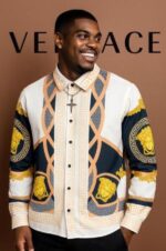 VERSACE WHITE PRINTED PREMIUM IMPORTED SHIRT WITH BRAND POLLY BAG (1743) - Image 5