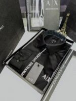 Arman_i Exchange Reflective Black Premium Shirt With Brand Box Packing And Carry Bag F2954-BL - Image 3