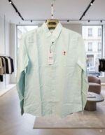 Ami Paris Acqua Green Stripes Embroidery Logo Premium Shirt (1847) - Image 5