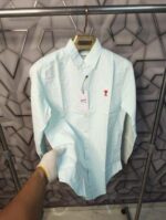 Ami Paris Acqua Green Stripes Embroidery Logo Premium Shirt (1847) - Image 3