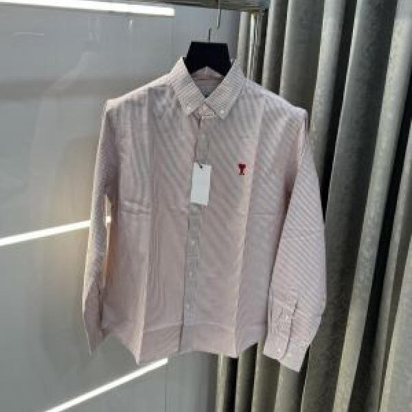 Ami Paris Red Stripes Embroidery Logo Premium Shirt (1848)