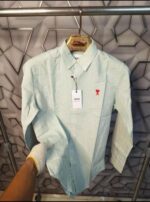 Ami Paris Green Stripes Embroidery Logo Premium Shirt (1850) - Image 2