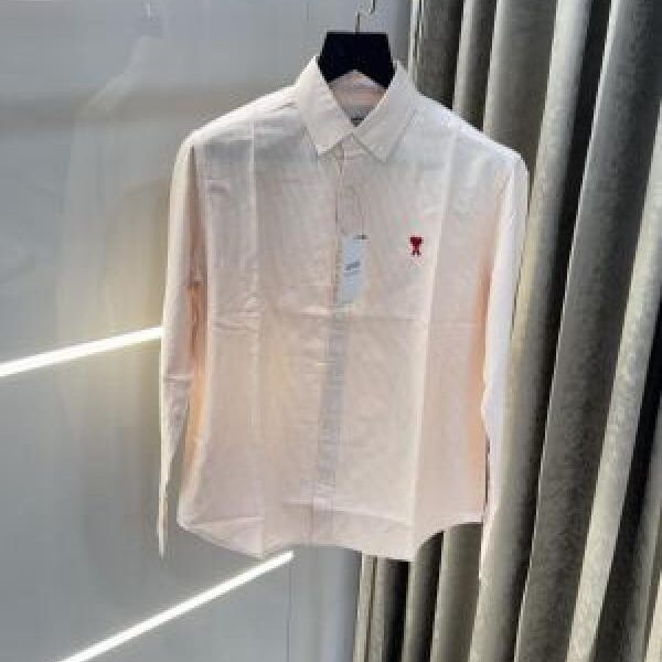 Ami Paris Orange Stripes Embroidery Logo Premium Shirt (1849)