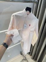 Ami Paris Orange Stripes Embroidery Logo Premium Shirt (1849) - Image 6