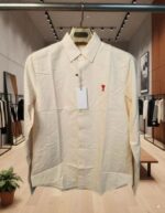 Ami Paris Orange Stripes Embroidery Logo Premium Shirt (1849) - Image 2