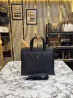 LOUIS_VUITTON BLACK EMBOSSED PREMIUM QUALITY LAPTOP BAG WITH STRAP - Image 5