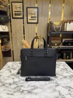 LACOST_E black embossed premium quality laptop bag with strap