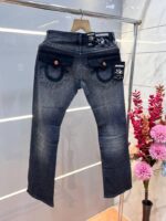 True Religio n Dark Shade Premium Imported Stretchable Lycra Fabric Boot Cut Denim with Back Flap pocket Design Zipper Style 3377 - Image 4