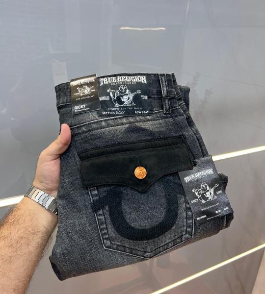 True Religio n Dark Shade Premium Imported Stretchable Lycra Fabric Boot Cut Denim with Back Flap pocket Design Zipper Style 3377