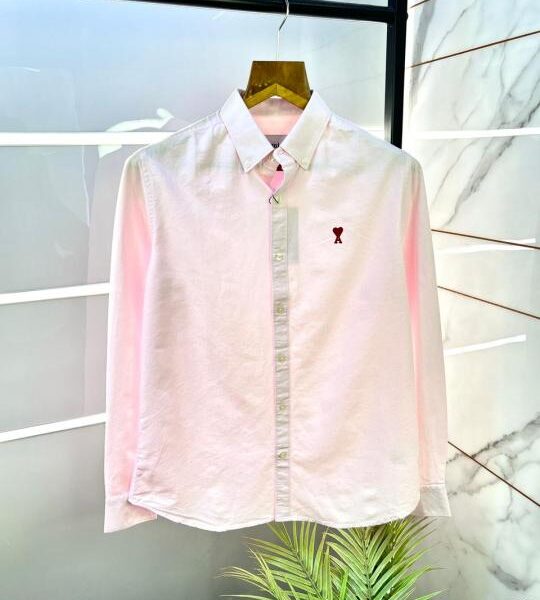 Ami Pink Embroidery Logo Oxford Lycra Premium Shirt F3108-PI