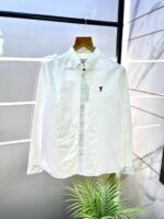 Ami White Embroidery Logo Oxford Lycra Premium Shirt F3108-WH