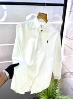 Ami White Embroidery Logo Oxford Lycra Premium Shirt F3108-WH - Image 2