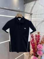 Lacost e Black Premium Cotton Lycra Pique fabric Polo Tshirt with Shoulder Design and Embroidered Logo 3384 - Image 3