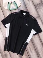 Lacost e Black Premium Cotton Lycra Pique fabric Polo Tshirt with Shoulder Design and Embroidered Logo 3384