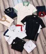 Lacost e Black Premium Cotton Lycra Pique fabric Polo Tshirt with Shoulder Design and Embroidered Logo 3384 - Image 6