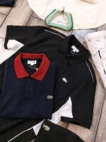 Lacost e Black Premium Cotton Lycra Pique fabric Polo Tshirt with Shoulder Design and Embroidered Logo 3384 - Image 7