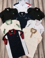 Lacost e Black Premium Cotton Lycra Pique fabric Polo Tshirt with Shoulder Design and Embroidered Logo 3384 - Image 4