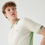 Lacost e Cream Premium Cotton Lycra Pique fabric Polo Tshirt with Collar Design and Embroidered Logo Zip Style 3387
