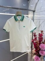 Lacost e Cream Premium Cotton Lycra Pique fabric Polo Tshirt with Collar Design and Embroidered Logo Zip Style 3387 - Image 10