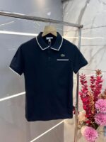 Lacost e Navy Premium Cotton Lycra Pique fabric Polo Tshirt with Collar Design and Embroidered Logo Pocket Style 3386 - Image 5