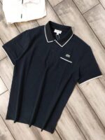 Lacost e Navy Premium Cotton Lycra Pique fabric Polo Tshirt with Collar Design and Embroidered Logo Pocket Style 3386 - Image 7