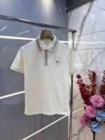 Lacost e Cream Premium Cotton Pique fabric Polo Tshirt with Collar Design and Embroidered Logo 2554 - Image 10