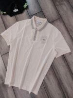 Lacost e Cream Premium Cotton Pique fabric Polo Tshirt with Collar Design and Embroidered Logo 2554 - Image 8
