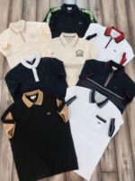 Lacost e Cream Premium Cotton Pique fabric Polo Tshirt with Collar Design and Embroidered Logo 2554 - Image 3